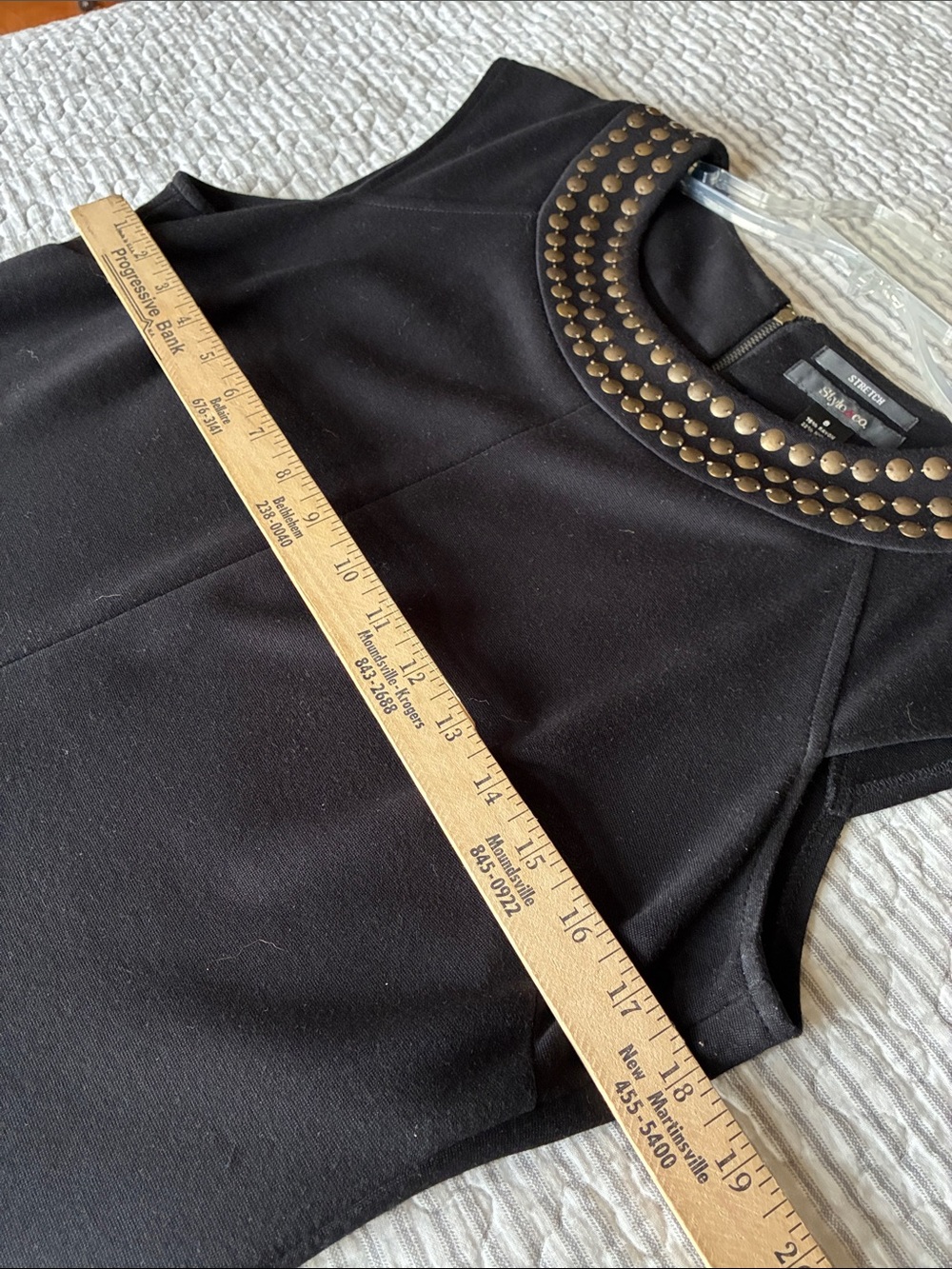 Black Studded Dress Cap-Sleeve Knee Length Size 8 - Picture 3 of 8